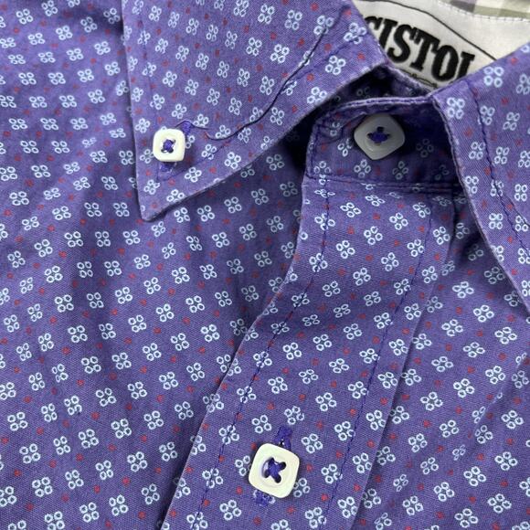 Resistol Shirt Mens M Blue Geometric Square Button Western Cowboy Rodeo‎ Vintage - Picture 4 of 14